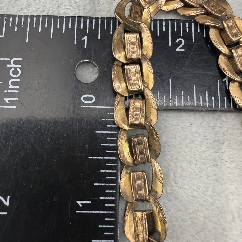 Antique KJ‎ Kolmar Jourdan  Pocket Watch Chain Double Fancy Bar Filigree 9.5